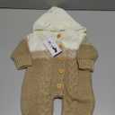 OBEEII Newborn Knitted Outfits Baby Girls Boys Cable Knitted Sweater Romper with Hooded 3D Bear Ear Winter Outerwear, Size: 0-3 Months