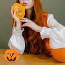 Ciieeo 6Pcs Halloween Pumpkin Candy Buckets Mini Plastic Orange Jack-O-Lantern Storage Containers for Party and Treats