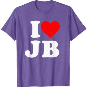 I Love JB Heart Gift T-Shirt, L, 2PACK