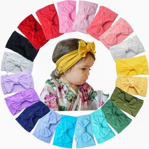 CLLOT 20 Colors Super Stretchy Soft Knot Baby Girl Headbands with Hair Bows Nylon Head Wrap For Newborn Baby Girls Infants Toddlers Kids