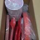 WELLIFE 210 PCS Red Plastic Plates for 30 Guests - Disposable Dinnerware Set Including Dinner Plates, Dessert Plates, 12oz Cups, Cutlery & Napkins, Red Disposable Plates for Valentines