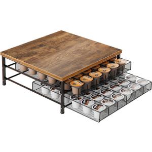 Coffee Pod Holder for K Cup Holder Drawer, 72 Capacity Coffee Pod Organizer K Cup Storage 2 Tier Pods Drawer Organizer Sliding Baskets for Coffee Station Counter, Black