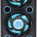 QFX SBX-412300BT TWS Bluetooth Triple 12 Woofer Triple 1 Tweeter Recording High-Performance PA Cabinet Speaker with 10-Band Graphic EQ, 2 Microphone Inputs, Guitar Input, and AUX Input, Blue