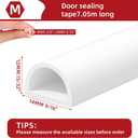 23ft Weather Stripping Door Seal, Silicone Weather Stripping Self Adhesive Door Seal Strip for Door Frame/Window (White 3/8"(W)1/4"T) 23ft(L)
