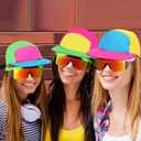 Cindeer 2 Pcs 80s 90s Neon Hat Neon Retro Semi Rimless Sunglasses, 80s Costumes Accessories for Women Men 90s Theme Party (One Size, Yellow Top)