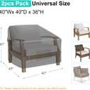 Patio Chair Covers for Outdoor Furniture Waterproof 2 Pack, Lawn Chair Covers 600D Heavy Duty Oxford Cloth, Large Covers for Lounge Lawn Deep Seat Black 40" W x 40" D x 36" H