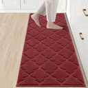 COSY HOMEER Soft Kitchen Floor Mats for in Front of Sink Super Absorbent Rugs and 20"x59" Non-Skid Mat Standing Washable,Polyester,Red