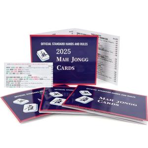 Mahjong Cards 2025 Official Revision - 4 Pack Large Print, Easy to Read & Waterproof Large Print American Mahjong Cards 2025 (Blue Waterproof)