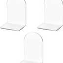 Lulonpon 3Pieces Book Ends, Bookends, Books End for Shelves, Books End for Heavy Books, Clear Bookends, Acrylic Book Ends for School, Library,Desktop Organizer and Book Shelves