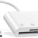 RayCue USB C to Micro SD TF Memory Card Reader, 3-in-1 USB Camera Card Reader Adapter Compatible with iPhone 15,iPad Pro, MacBook Pro/Air, Chromebook XPS, Galaxy S10/S9 and More USB C Devices (White)