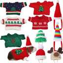 10 Pcs Guinea Pig Clothes, 5 Guinea Pig Costume Outfit, 5 Mini Hat with Adjustable Strap Small Animal Warm Vest Sweater Cozy Hand Knitted Hat for Hamster Bunny(Modern,XXS)