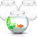 Mifoci 3 Pcs Transparent Shatterproof Fishbowl Clear Round Plastic Aquarium for Betta Fish Goldfish Candy Wedding Party Favor Desktop Decoration, 7.09 x 6.3