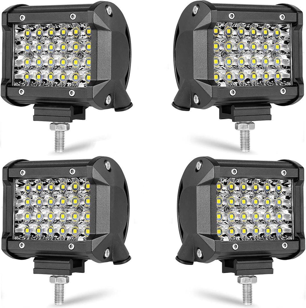 LED Pods,MUVKQC 4PCS 4Inch Light Bars 72W 12000LM Square LED Work Lights Spot Light pod for Trucks Off Road Car ATV UTV SUV Golf Cart Forklift