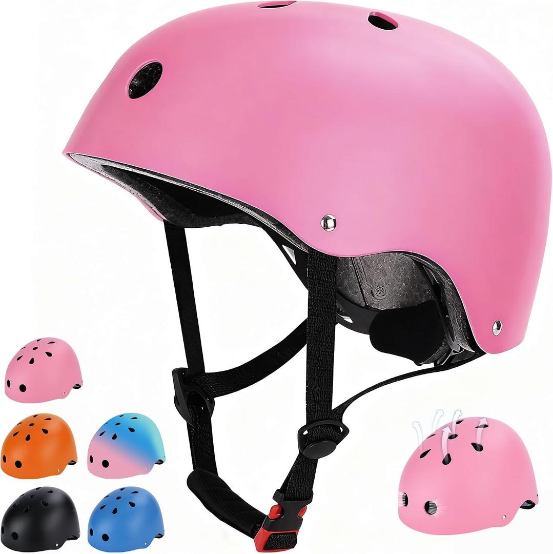 Kids Bike Helmet, Toddler Helmet for Youth Boys Girls Ages 1-3/2-4/3-5/5-8/8-14 Year Old, Adjustable Fit & Lightweight, Multi-Sport Safety for Skateboard Skating Bicycle Scooter Cycling, Pink