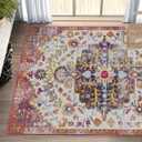 9x12 Washable Area Rug, Low-Profile Large Area Rug with Non-Slip Backing & Durable Edge Binding, Vintage Large Rugs for Living Room, Bedroom & Dinning Room