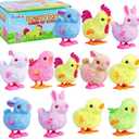 Max Fun 12Pcs Easter Wind Up Toys Easter Basket Stuffers Chicks Bunny Assortments for Easter Party Favors Easter Basket Fillers Easter Egg Hunt Easter Toys for Kids Ages 4-8