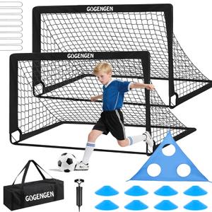 Soccer Goal, 2 of 6x4 Soccer Goals for Backyard with Soccer Net, Soccer Ball, Target, Cones, Soccer Training Equipment for Toddler Kids Youth (Black)