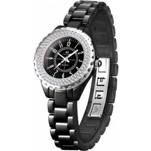 Women's Watches Swarovski Crystal Analog Quartz Waterproof White Ceramic Watch for Ladies Bracelet Watch