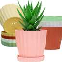 6 inch Flower Pots for Plants with Drainage Holes and Saucer, 5 Pack Plastic Plant Pots Indoor Planters for Outdoor Plants Small Garden House Home Decor, Nursery Pots for Succulent Colorful