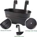 HowRU Metal Iron Flower Pots for Railing Fence Hanging Bucket Pots(5 Pcs) and Hanging Flower Pots Metal Iron Bucket Planter(10 Pcs) (Black)