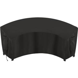 OutdoorLines Waterproof Curved Outdoor Sectional Cover - UV Resistant Windproof Patio Sectional Sofa Covers for Deck, Lawn and Backyard, Heavy Duty Furniture Covers (90Lx34Dx32Hx46FL, Black)