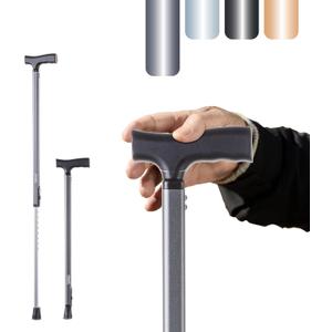 Walking Cane, Folding Cane, Portable Aluminium Alloy Frosted Anti‑Skid Elderly Walking Stick Multifunction Folding Ultralight Tbr