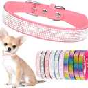 Hotlion Bling Rhinestone Dog Collar Cute Dazzling Crystal Diamond Puppy Kitten Pet Cat Collars for Small Dogs Boys Girls Pink S (Small (Neck 10.6"-13"))