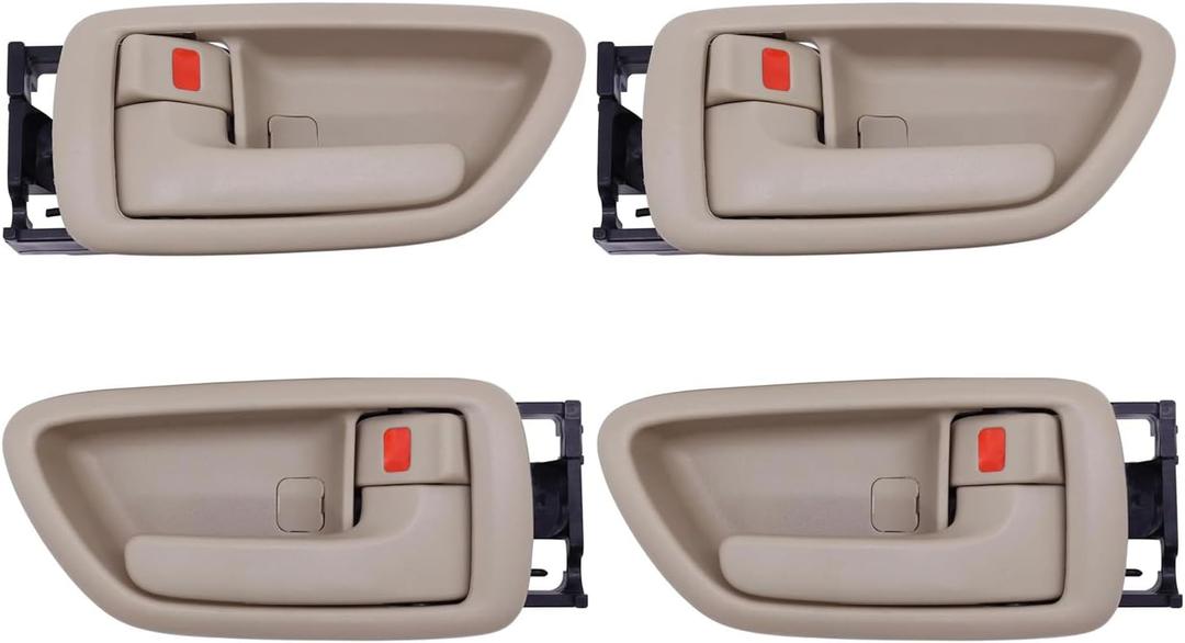 4Pcs Interior Door Handles W/Bezel (Beige) Compatible with 2000-2007 Toyota Sequoia, 2000-2004 Avalon, 2004-2006 Tundra(Crew Cabs Only) - for Four Full-Sized Doors