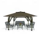 Favofamilie Pop Up Canopy Tent 13x13 FT, Outdoor Easy Setup Gazebo with Wheeled Carry Bag, Heavy Duty Outside Shelter with UV-Resistant Top, Portable Instant Sun Shade for Garden Camping Events, Brown
