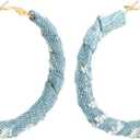 Large Big Circle Denim Hoop Earrings Round Jeans Cloth Exaggerated Cool Statement Jewelry for Women (65mm)