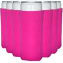 TahoeBay Slim Can Cooler Sleeves (12-Pack) Skinny Tall Cans 12 Oz Bulk Thin Seltzer Fit Sublimation Blanks for Vinyl Plain Blank Foam Beer Bottles Black White Assorted Solid Set (Raspberry)