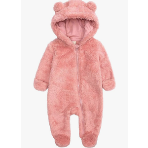 Newborn Baby Jumpsuit Hooded Fleece Rompers Long Sleeve Onesies Outwear Outfits (3-6 month)