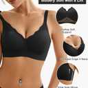 Wireless Bras for Women Bralette - Womens Seamless Push Up Full Coverage Wirefree Padded Sleep Bra with Support and Lift (Black, S)