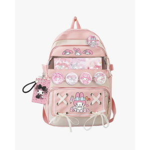 Teenage Girls Cute Backpack For School 17.5 Inch Students Casual Travel Aesthetic Backpack With Kawaii Accessories, Pink