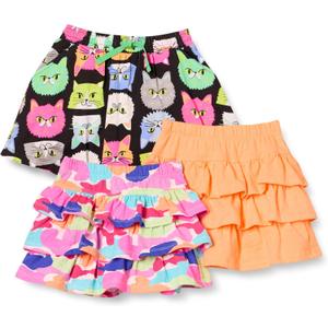 Amazon Essentials Girls and Toddlers' Knitted Ruffle Scooter Skorts with Elastic Waist and Shorts, Multipacks (2T)