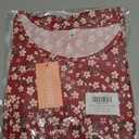 Women's Summer Casual Short Sleeve Floral Tshirt Sundresses Beach Cover Ups Vacation, Red White Flower, L