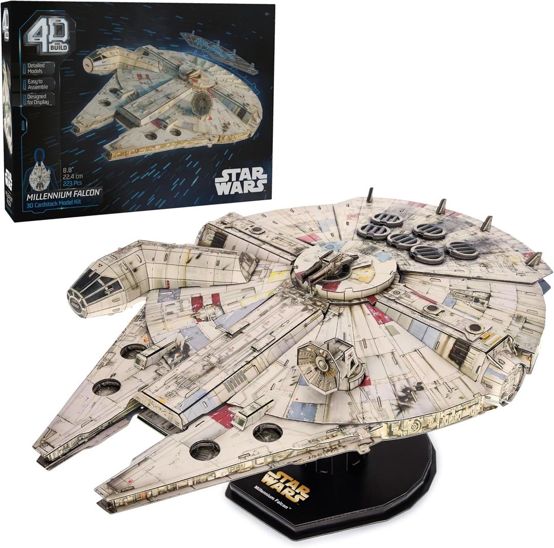 4D Build Star Wars Millennium Falcon 3D Model Kit, Star Wars Gifts, Desk Decor for Fans & Collectors, 223 Pieces, 3D Puzzles, Gift Ideas for Ages 12 & Up