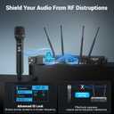 Phenyx Pro Dual-Channel Wireless Microphone System, Dynamic Mics w/ID Lock, Tunable Power Level, Auto Scan, Spectrum Analyzer, True Diversity Cordless Handheld for Singing, DJ, Karaoke (PTAU-2)
