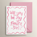 Will you be our flower girl card. Cute Proposal card for wedding party flower girl. Printed card. Pink. One Card.