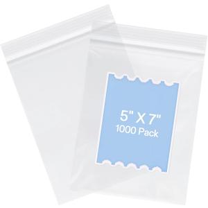 Joybest 5 X 7 Inch (1000 Pcs) Clear Plastic Bags, Reclosable Zipper Poly Bags with Resealable Zip Top Lock for Prints, Cards, Envelopes, Jewelry