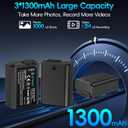 Artman NP-FW50 Battery 3-Pack and Upgraded 3-Slot ZV-E10 Battery LCD Charger for Sony ZV E10, Alpha A6500 A6400 A6300 A6000 A5100 A5000, A7S II, A7S, A7R II, A7R, A7 II, A7, RX10 II III IV Cameras