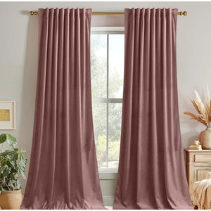 Stangh Mauve Velvet Curtains - Wild Rose Thermal Insulated Room Darkening Curtains 84 Inches Long For Bedroom, Super Soft Home Decor Drapes For Dressing/Theater Room, W52 X L84, 2 Panels