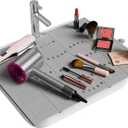 Bathroom Sink Cover for Counter Space, Foldable Silicone Sink Mat Makeup Organizer Mat Space Saver, Womens Gifts for Valentines RV Camper Travel Must Haves Accessories, Grey (Gray)