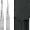 Tweezerman Petite Tweeze Set with Travel Case - Point and Slant Tweezers, Tweezers for Travel (Black Case) (2 Piece Set)