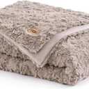 UGG Faux Fur Twin Size Blanket, Double-Sided Warm Cozy Blanket, Extra Large Throw for Sofa, Washable Bedding for Twin XL Size Bed, Cute Room Decor, 66" x 90", Oyster Brown (Adalee)