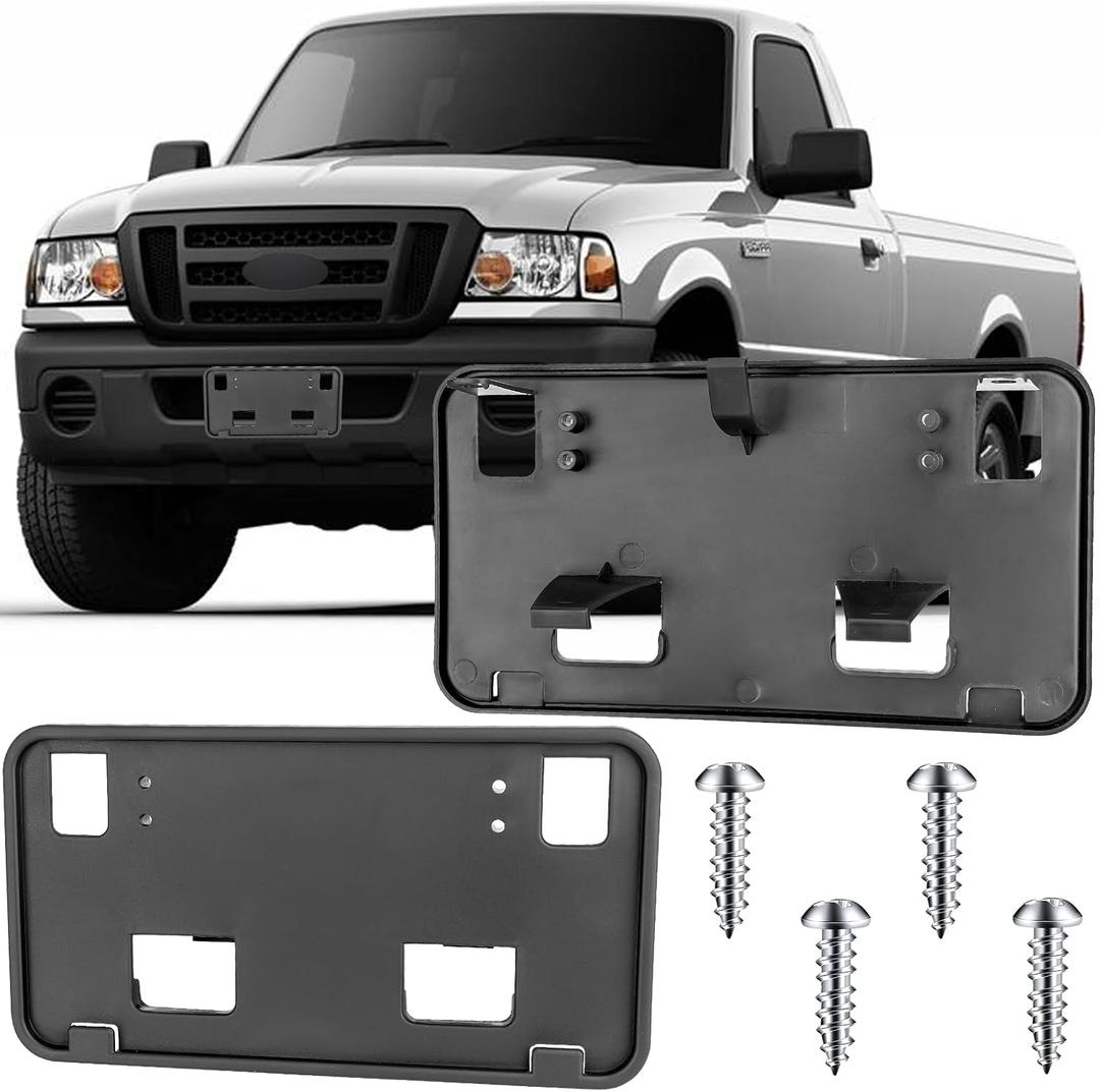 License Plate Bracket Accessories for Ford Ranger 2008 2009 2010 2011, Front Bumper License Plate Holder Replacement Frame Black Mount
