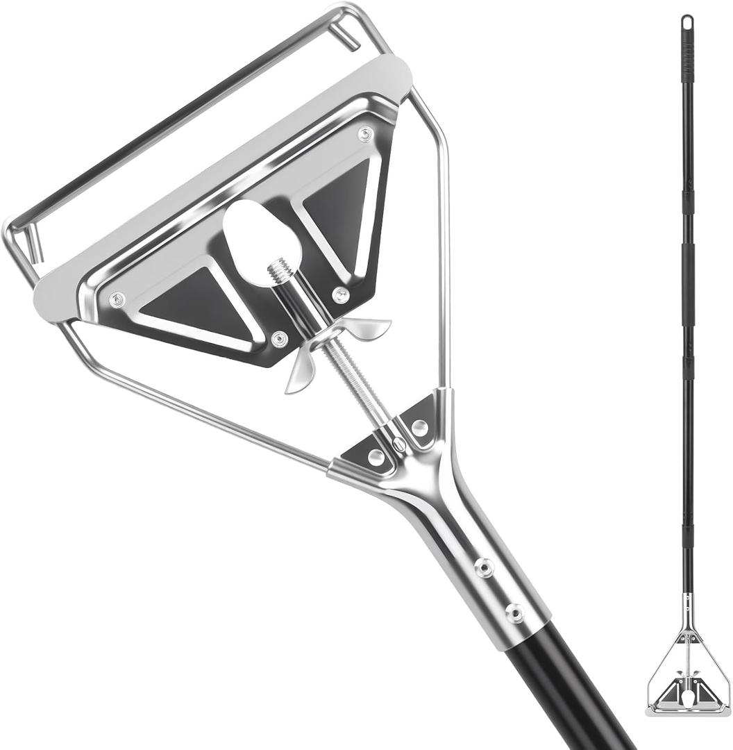KeFanta 60" Metal Mop Handle Commercial Heavy Duty, Quick Change Industrial Mop Stick Replacemet,Side Gate Mops Head Replacement Holder for Floor Cleaning