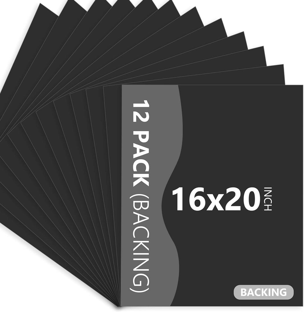 Somime 12 Pack Backing Boards Only - 16x20 Uncut Black Mats Matboards, Acid Free Backerboards, Ideal for Photos/Pictures/Prints/Frames/Arts