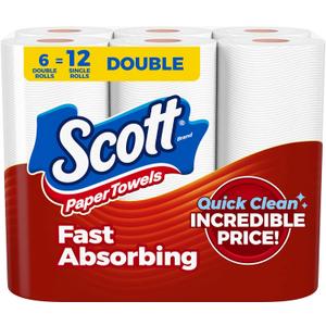 Scott Paper Towels, Choose-A-Sheet, 6 Double Rolls = 12 Regular Rolls (108 Sheets Per Roll)