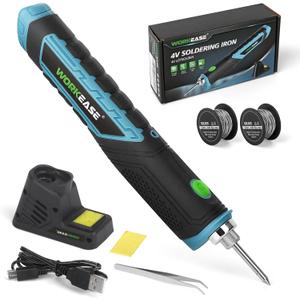 Cordless Soldering Iron Kit, Portable Rechargeable Solder Iron Pen, Max 842 Fast Heating, 2000mAh USB Soldering Iron Tools with LED for Electronic Repair, DIY